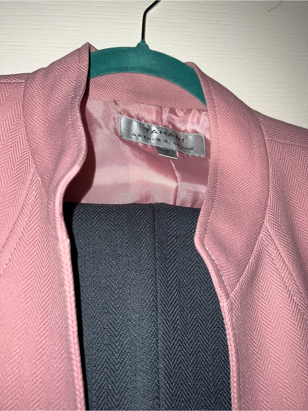 Tahari Pink Collarless Blazer with Grayish blue pants - Picture 1 of 3